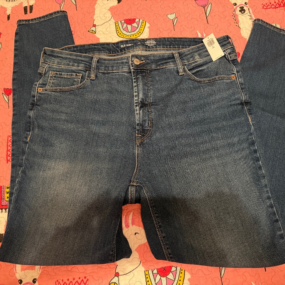 NWT Old Navy High-Waisted Rockstar Super-Skinny Jeans 18 Tall Dark Wash